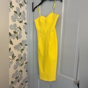 Milly Yellow Sheath Dress Spaghetti Strap Sweetheart
